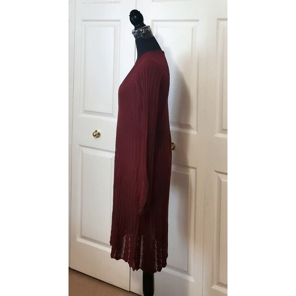 Venus Womens Burgandy Sweater Dress Cable Knit Long Balloon Sleeve Midi USA Sz L - Picture 2 of 6